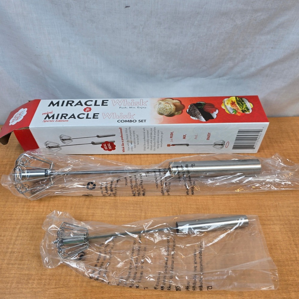 Whisk‎ Miracle Push Mixer 10"+14" 2 in 1 Hand Operated Stainless Steel Mini